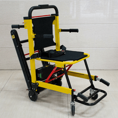 Dynamic Fluid Fitness electric stair climber wheelchair for elderly and handicap, FDA-approved, sturdy design, corner view image.