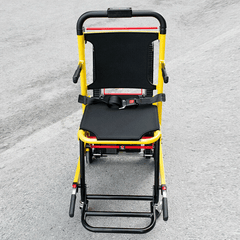 Front view of Dynamic Fluid Fitness Motivo heavy-duty electric stair climber wheelchair for elderly and disabled, rated for 350 lbs.