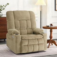 Large Dual Motor Power Lift Recliner Chair Massage Beige by ShipItFurniture
