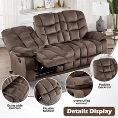 Brown 2-piece ShipItFurniture massage recliner set with built-in massage and heat functions, featuring plush upholstery and ergonomic design.