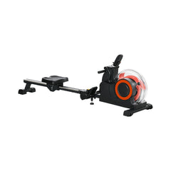 White Rovix foldable water rowing machine with adjustable resistance, LCD monitor, tablet holder, by Saksby Wholesale.