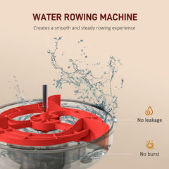 Rovix foldable water rowing machine by Saksby Wholesale with adjustable resistance, LCD monitor, tablet holder, and water tank.