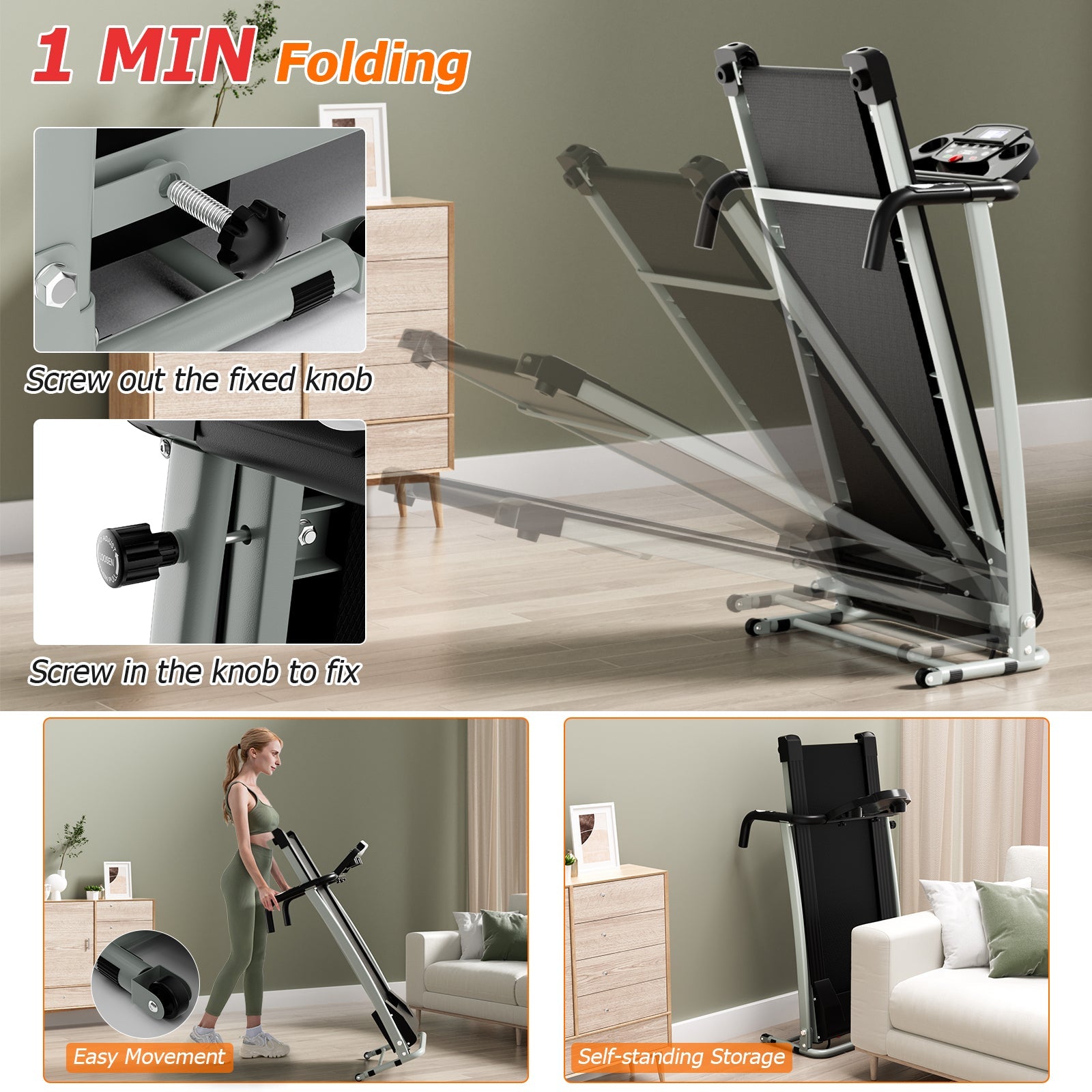 SP38000US-BK Folding Treadmill by DirectDeals