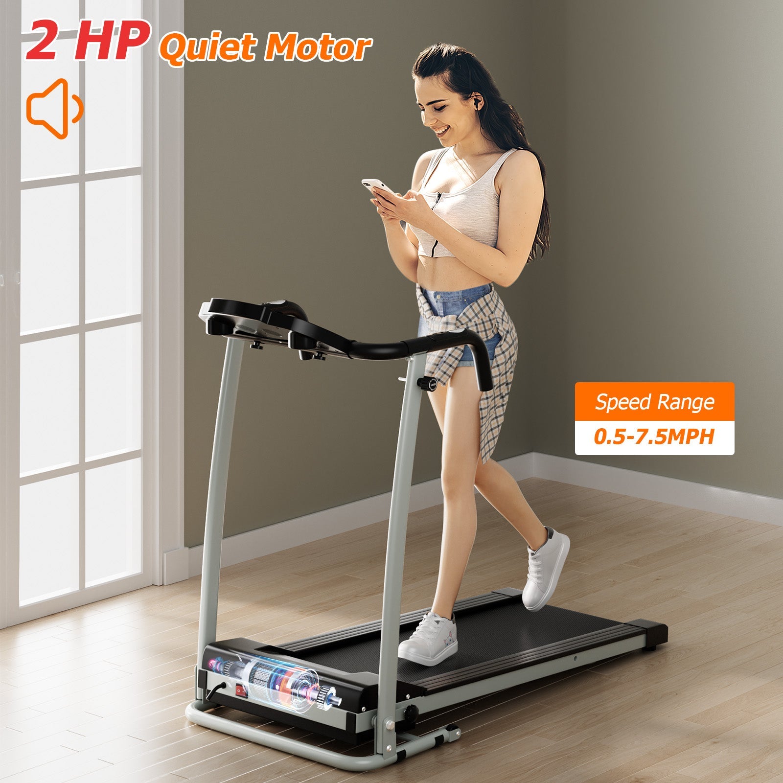 SP38000US-BK Folding Treadmill by DirectDeals
