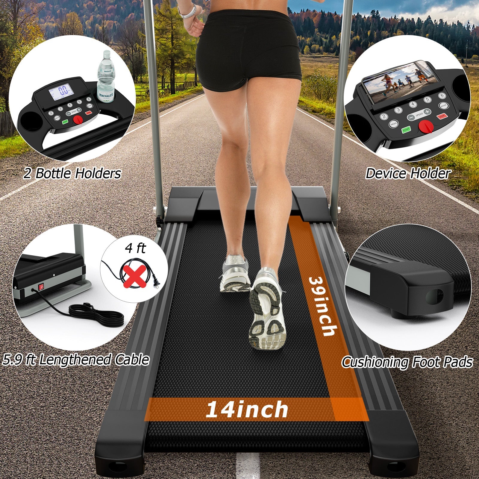 SP38000US-BK Folding Treadmill by DirectDeals