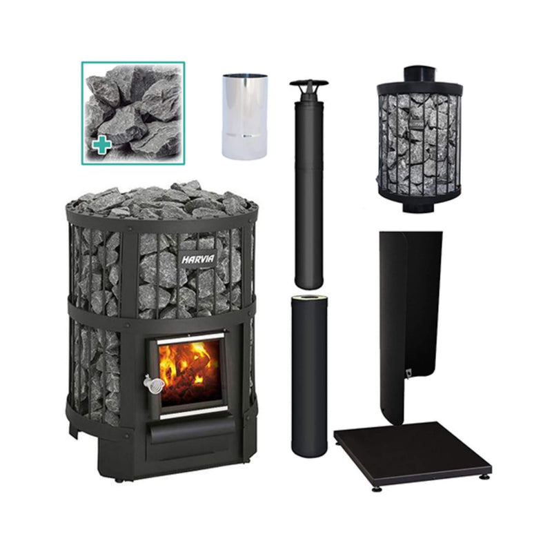 Harvia Legend 150 BK 16kW Wood Burning Sauna Stove Package by SAKSBY WHOLESALE