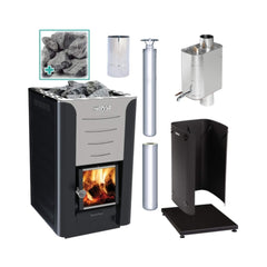 PRO20-PKG-SS-WH Harvia Pro 20 WH Wood Burning Sauna Stove by SAKSBY WHOLESALE
