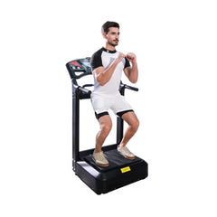 Front-right view of Saksby Wholesale heavy-duty 400LBS whole body vibration plate exercise machine with a man using it.