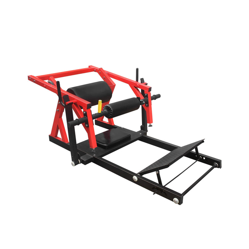 SAKSBY WHOLESALE heavy-duty steel hip thruster exercise machine with non-slip handles and foam padding, front-right view