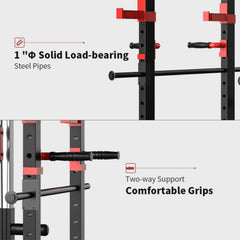 SAKSBY Wholesale heavy-duty adjustable power cage rack for strength training and exercise, featuring multiple functional workout options.