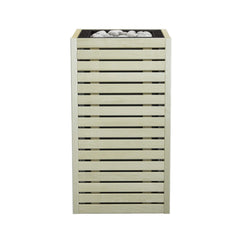 SAKSBY WHOLESALE Huum Core Aspen wood exterior sauna heater with front view, showcasing its robust design and heating elements.