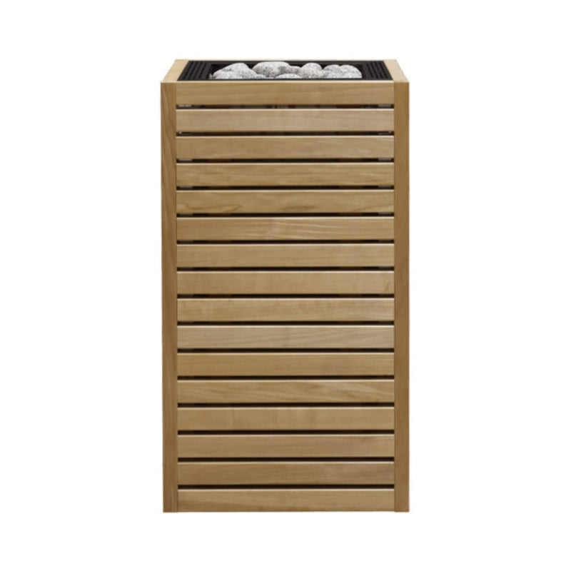 SAKSBY WHOLESALE Huum Core Thermo Aspen Wood Exterior Sauna Heater with 6.5kW and 10.5kW options, front view.