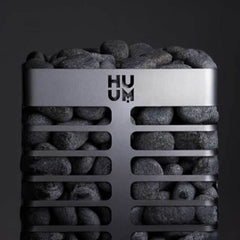 SAKSBY WHOLESALE Huum Steel Series Sauna Heater with UKU Control and sauna stones, stainless steel wall-mounted sauna heater, front view