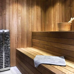 Huum Steel Series sauna heater by SAKSBY WHOLESALE with UKU control, stainless steel wall mount, 3.5kW sauna heater with sauna stones