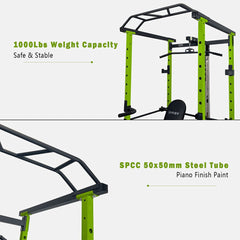 SAKSBY WHOLESALE iFast adjustable home gym power cage with squat rack, pull-up bar, and barbell holder, supports 1000 lbs weight.