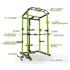 SAKSBY WHOLESALE IFast adjustable home gym power cage with squat rack, pull-up bar, and barbell holder, supports 1000 lbs.