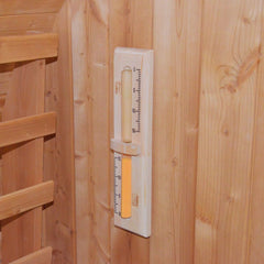 SAKSBY WHOLESALE Thermora Ignite outdoor wooden barrel sauna made of premium American white oak with a 4.5kW sauna heater.