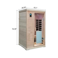 SAKSBY WHOLESALE Thermora Ivara luxury 2-person Hemlock wood far infrared sauna with glass door and 1750W heater.