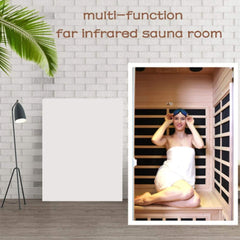 SAKSBY WHOLESALE Thermora Ivara luxury 2-person Hemlock wood infrared sauna with glass door and multi-function features.