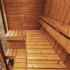 Outdoor Sauna by Patio Elegance, Mande MW16 ThermoWood sauna with wooden interior for outdoor relaxation.