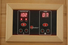 Golden Designs Maxxus 3-person corner infrared sauna with red light therapy, near zero EMF indoor sauna for relaxation and health benefits