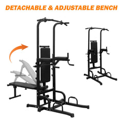 Heavy-duty Rovix Power Tower by Saksby Wholesale with dip station, pull-up bar, and adjustable height for home gym workouts.