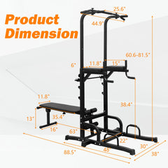 Rovix Power Tower by Saksby Wholesale, heavy-duty multi-functional exercise machine with dip station, pull-up bar, and adjustable height.