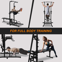 Rovix Power Tower by Saksby Wholesale, heavy-duty multi-functional exercise machine with dip station, pull-up bar, and adjustable height.