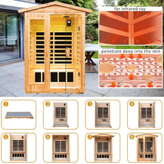 SAKSBY WHOLESALE Thermora Zorin Premium 2-person indoor outdoor infrared sauna in Hemlock wood with assembly and 1750W heater