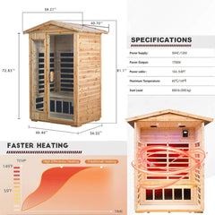 SAKSBY Wholesale Thermora Zorin 2-person indoor outdoor low EMF FAR-infrared sauna with Hemlock wood for home relaxation.
