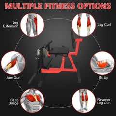 Rovix Premium 3-in-1 adjustable leg extension and curl machine by Saksby Wholesale for lower body workouts.
