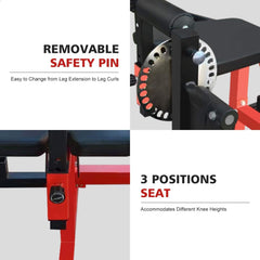SAKSBY Wholesale Rovix Premium 3-in-1 multi-functional adjustable leg extension and curl machine for lower body workouts.
