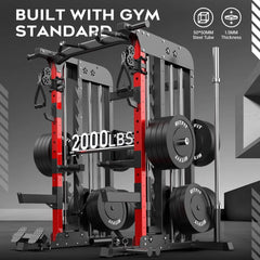 SAKSBY WHOLESALE all-in-one squat rack with power cage and Smith machine, heavy-duty steel home gym equipment for strength training