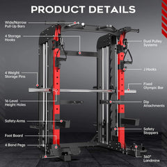 SAKSBY WHOLESALE home gym squat rack with power cage, smith machine, and LCD monitor for versatile workout training.