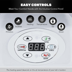 SAKSBY WHOLESALE premium 6-person inflatable hot tub with 130 jets, control panel, and spacious 7-foot design for relaxing spa experience.