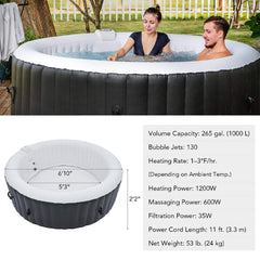 SAKSBY WHOLESALE 6-person inflatable hot tub with 130 jets, featuring a sauna pool design and 7-foot diameter for relaxing baths.
