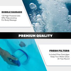 SAKSBY WHOLESALE 6-person inflatable hot tub with 130 jets, featuring a compact 7-foot design and built-in sauna features.