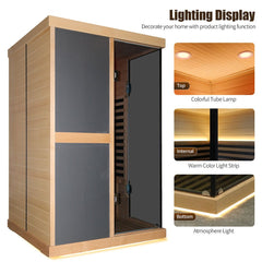 SAKSBY WHOLESALE Thermora Helix Premium large 2-person V-shaped infrared sauna with double glass doors and interior seating.