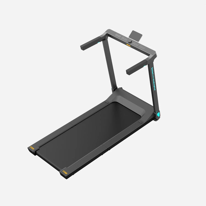 Black WalkingPad Denise Austin foldable treadmill for home use, featuring a sleek design and compact size for easy storage.