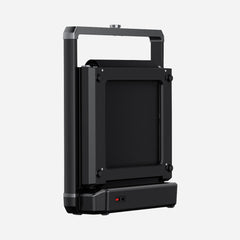 Black WalkingPad X25 double-folding running treadmill for exercise and fitness, showing its compact, foldable design.