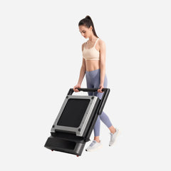 WalkingPad R3 Hybrid+ foldable walking treadmill with handrails, compact design, and digital display for home use.