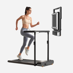 WalkingPad R3 Hybrid+ foldable walking treadmill with digital display and safety rails, ideal for home jogging and walking workouts.