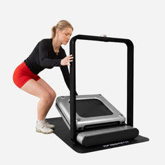 WalkingPad X21 double-fold treadmill for exercise and fitness, shown folded and ready for storage.