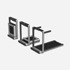 WalkingPad X214 foldable treadmill in compact, folded position, designed for home exercise and fitness by WalkingPad.