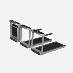 Folded WalkingPad X218 foldable treadmill by WalkingPad, compact exercise equipment with a sleek black design.