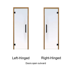 SAKSBY WHOLESALE Prosaunas 36x81 Thermo-Aspen prehung sauna door with tinted glass and labeled orientation.