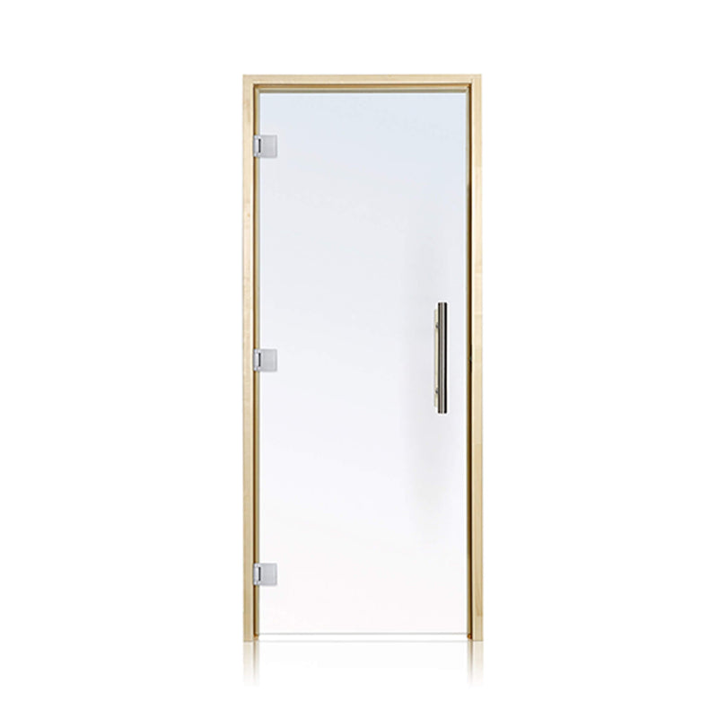 SAKSBY WHOLESALE Prosaunas 36x81 Aspen Clear ADA glass sauna door with left hinge, designed for modern sauna interiors.