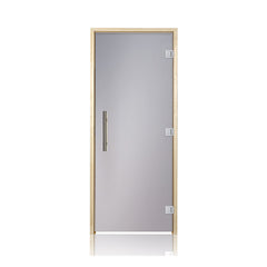 Prosaunas 36x81 Aspen prehung ADA glass sauna door by SAKSBY WHOLESALE, right-hinged with tinted glass and wooden frame.
