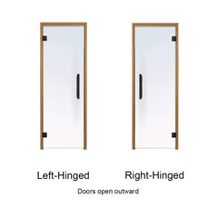 SAKSBY WHOLESALE Prosaunas 36x81 Thermo-Aspen clear ADA glass sauna door with labeled orientation