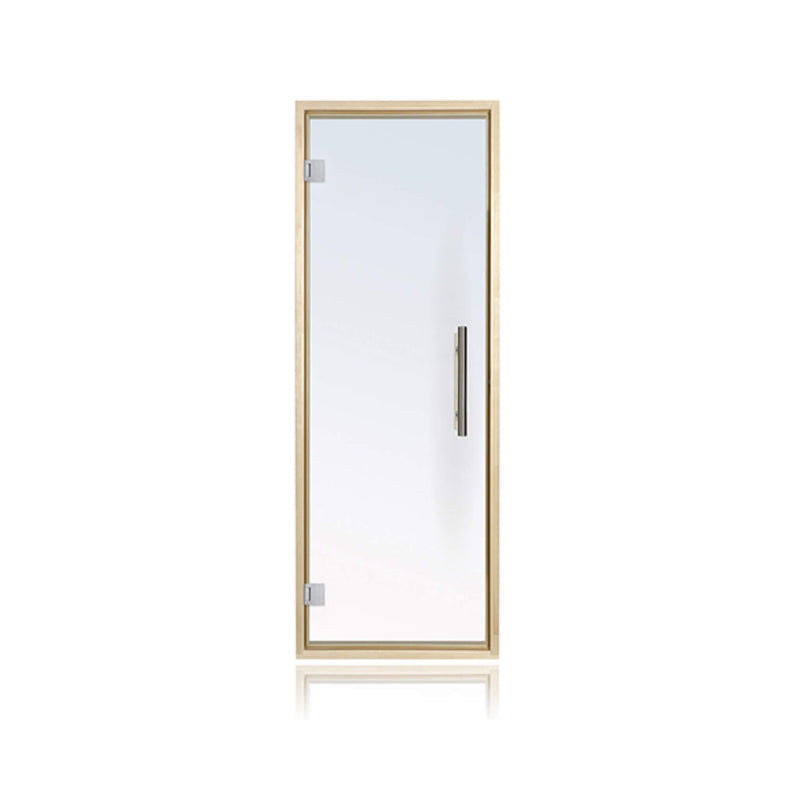 SAKSBY WHOLESALE Prosaunas Aspen 24x73 prehung clear glass sauna door with left hinge, modern design for sauna rooms